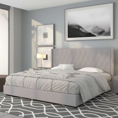 Flash Furniture Platform Bed, Riverdale, King, Light Gray HG-44-GG
