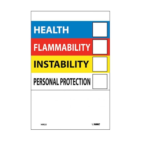 Nmc Write On Color Bar Right-To-Know Label, Pk10, Material: Adhesive Backed Vinyl HM25