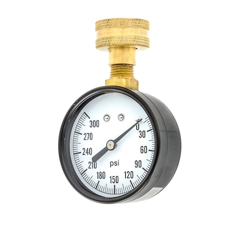 Pic Gauges Hose Gauge, 2-1/2", 0-300 psi, 3/4" Connect, 2 1/2 in Dial, 3/4 in FNPT Top Location HOSE