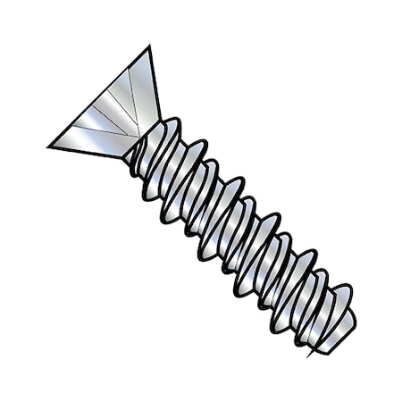 Zoro Select Self-Drilling Screw, 1/4"-15 x 1-1/2 in, Zinc Plated Steel Flat Head Phillips Drive, 1250 PK 1424HPF