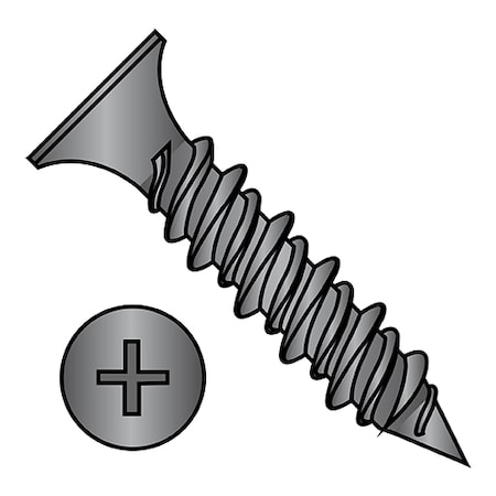 Zoro Select Drywall Screw, #8 x 1-5/8 in, Steel, Flat Head Phillips Drive, 3500 PK 0826HPG