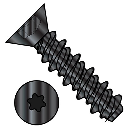 Zoro Select Self-Drilling Screw, #4-24 x 1/2 in, Zinc Black Steel Flat Head Torx Drive, 10000 PK 0408HTFBZ