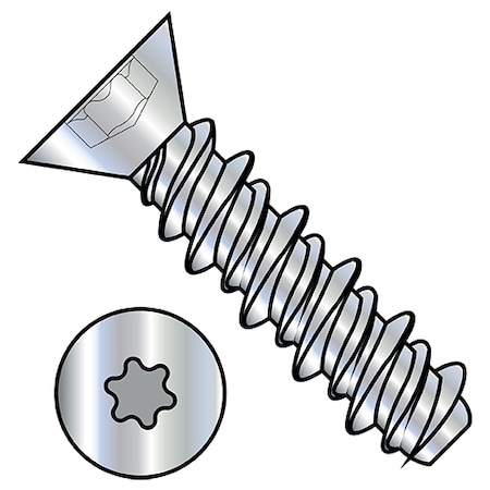 Zoro Select Self-Drilling Screw, #6-19 x 3/8 in, Zinc Plated Steel Flat Head Torx Drive, 10000 PK 0606HTF