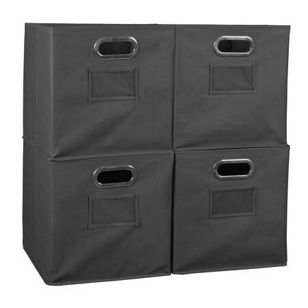 Regency Foldable Storage Tote, Gray, Fabric, 4 PK HTOTE4PKGY