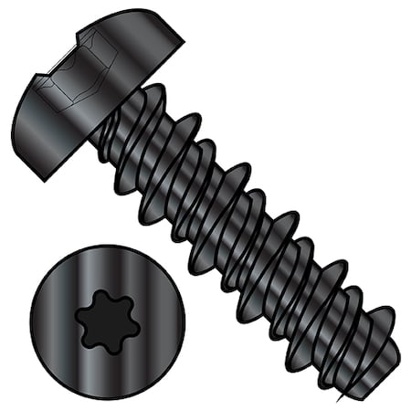 Zoro Select Sheet Metal Screw, #8-18 x 3/4 in, Black Oxide Steel Pan Head Torx Drive, 8000 PK 0812HTPB