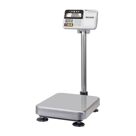 A&D Weighing Platform Scale, 15/30/60X0.005/0.01/0.02kg w/ Compact Printer, Legal for Trade HV-60KCP