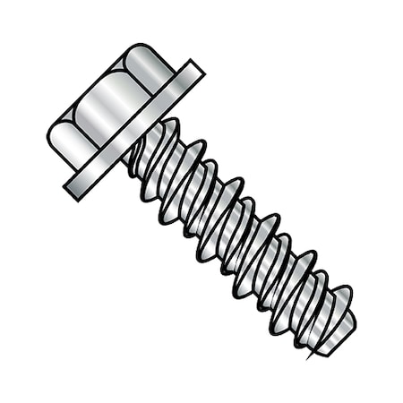 Zoro Select Self-Drilling Screw, #12-16 x 1/2 in, Plain 18-8 Stainless Steel Flange Hex Head External Hex Drive 1208HW188