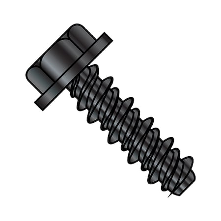 Zoro Select Sheet Metal Screw, #10-16 x 1/2 in, Black Oxide Steel Flange Hex Head External Hex Drive, 8000 PK 1008HWB
