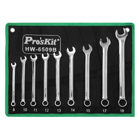 Proskit Combination Wrench Set, Metric, 9pc HW-6509B