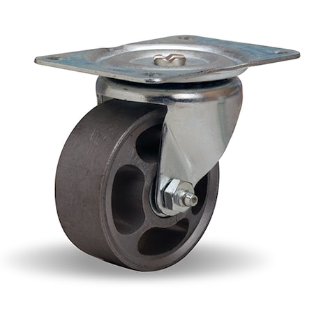 Hamilton Leader Swivel Caster, 3" x 1 1/4" Metal Wheel, 1/2" Straight Roller Bearing S-223-MH