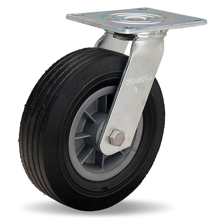 Hamilton Cush-N-Tuf Swivel Caster, 8" x 2 1/2" Ace-Tuf Rubber (75A) on Light Duty Polypropylene Wheel S-4108-AT
