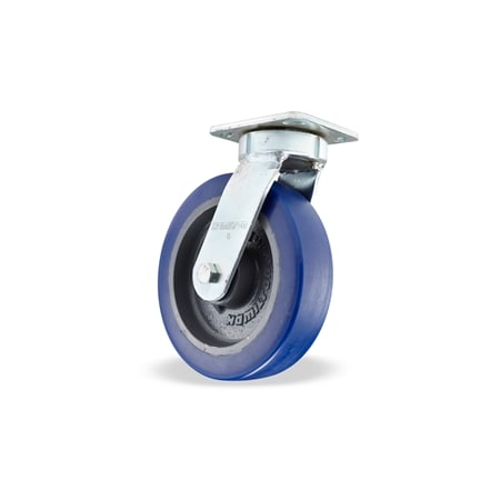 Hamilton Standard Duty Kingpinless Caster, 8" x 2" Ergo-Glide XT Polyurethane (95A) on Cast Iron Wheel S-52K-8EGB