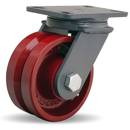 Hamilton Champion Swivel Caster, 6" x 2-1/2" Metal V-Groove Wheel, 3/4" Precision Tapered Bearing S-CH-6VT