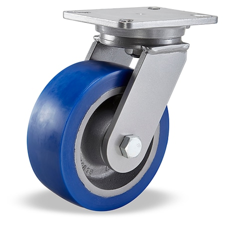 Hamilton Champion Swivel Caster, 8" x 3" Ergo-Glide Polyurethane (85A) on Cast Iron Wheel S-CH-83SPT
