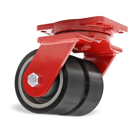 Hamilton Extra Heavy Duty Dual-Wheel Swivel Caster, 6" x 3" Duralast XC Polyurethane on Cast Iron Wheels S-EHD2-63DT70