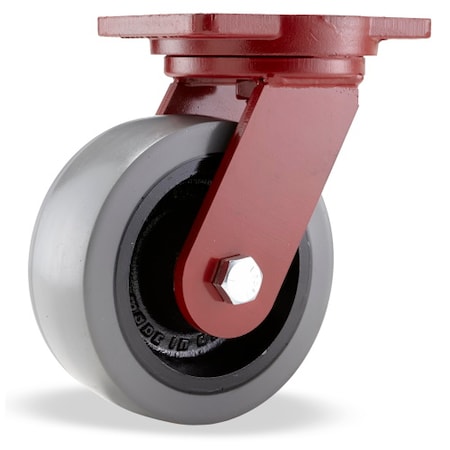 Hamilton Extra Heavy Duty Swivel Caster, 8" x 3" DuraGlide 1" Thick Polyurethane (95A) on Cast Iron Wheel S-EHD-83GB95