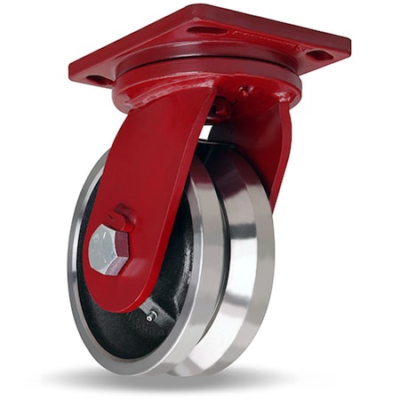 Hamilton Enhanced Precision Super Duty Swivel Caster, 10" x 4" Forged Steel V-Groove Wheel S-EPSD-84FVH