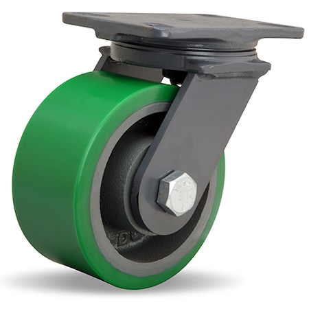 Hamilton Extended Service Swivel Caster, 6" x 3" Duralast Polyurethane (95A) on Cast Iron Wheel S-ES-63DB