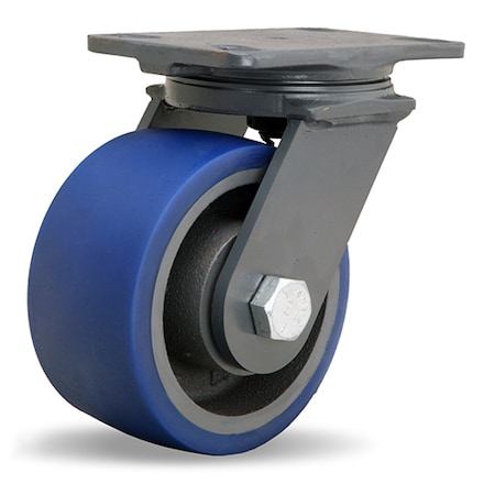 Hamilton Extended Service Swivel Caster, 6" x 3" Ergo-Glide Polyurethane (85A) on Cast Iron Wheel S-ES-63SPB
