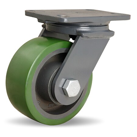Hamilton Extended Service Swivel Caster, 6" x 2-1/2" Duralast Polyurethane (95A) on Cast Iron Wheel S-ES-6DB
