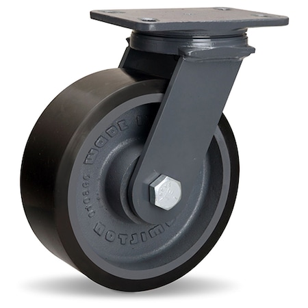 Hamilton Extended Service Swivel Caster, 8" x 3" Duralast XC Polyurethane (70D) on Cast Iron Wheel S-ES-83DT70