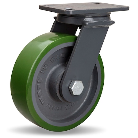 Hamilton Extended Service Swivel Caster, 8" x 2-1/2" Duralast Polyurethane (95A) on Cast Iron Wheel S-ES-8DB