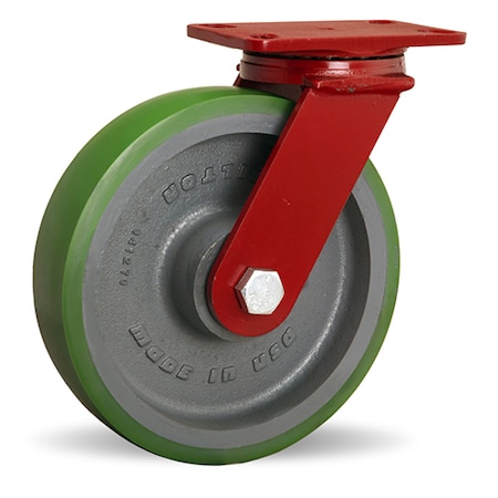 Hamilton ForgeMaster Swivel Caster, 10" x 2 1/2" Duralast Polyurethane (95A) on Cast Iron Wheel S-FM-10DT