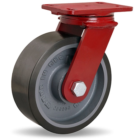 Hamilton ForgeMaster Swivel Caster, 8" x 3" Duralast XC Polyurethane (70D) on Cast Iron Wheel S-FM-83DB70