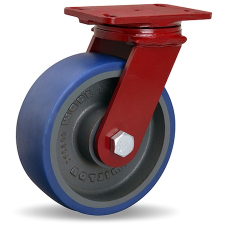 Hamilton ForgeMaster Swivel Caster, 8" x 3" Ergo-Glide Polyurethane (85A) on Cast Iron Wheel S-FM-83SPB