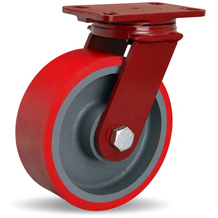 Hamilton ForgeMaster Swivel Caster, 8" x 3" Ultralast Premium Polyurethane (95A) on Cast Iron Wheel S-FM-83TRB