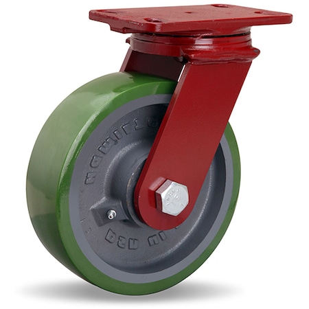 Hamilton ForgeMaster Swivel Caster, 8" x 2-1/2" Duralast Polyurethane (95A) on Cast Iron Wheel S-FM-8DT
