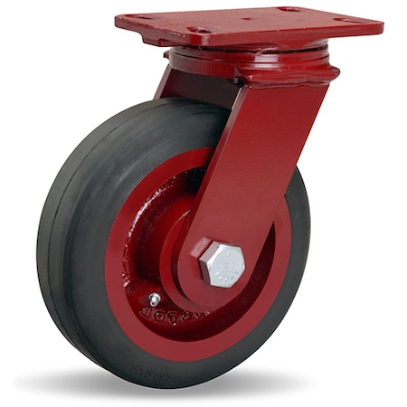 Hamilton ForgeMaster Swivel Caster, 8" x 2-1/2" Mold-On Rubber on Cast Iron Wheel, 3/4" Precison Taper Bearing S-FM-8RT
