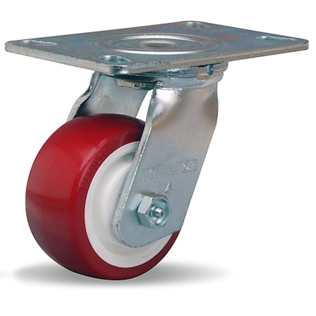 Hamilton General Service Swivel Caster, 4" x 2" Poly-Tech Polyurethane (95A) on Polypropylene Wheel S-GS-4NF