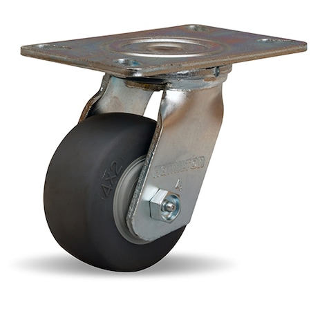 Hamilton General Service Swivel Caster, 4" x 2" Versa-Tech Gray Rubber (65A) on Polyolefin Wheel S-GS-4TE