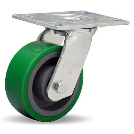Hamilton General Service Swivel Caster, 5" x 2" Duralast Polyurethane (95A) on Cast Iron Wheels S-GS-5DB