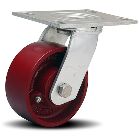 Hamilton General Service Swivel Caster, 5" x 2" Metal Wheel, 1/2" Sealed Precision Ball Bearing S-GS-5MB