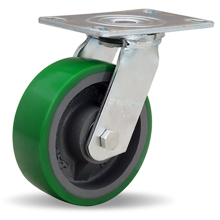 Hamilton General Service Swivel Caster, 6" x 2" Duralast Polyurethane (95A) on Cast Iron Wheels S-GS-6DB