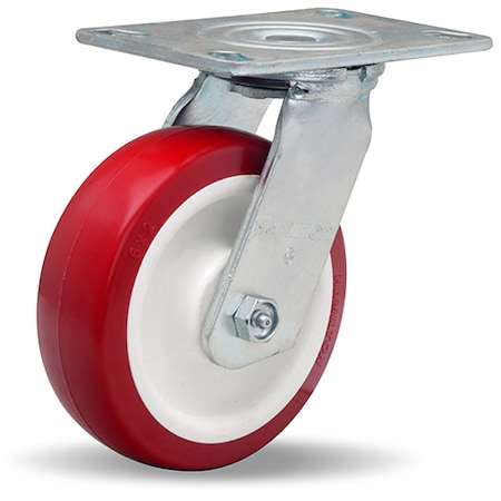 Hamilton General Service Swivel Caster, 6" x 2" Poly-Tech Polyurethane (95A) on Polypropylene Wheel S-GS-6NF