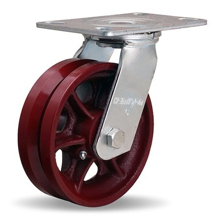 Hamilton General Service Swivel Caster, 6" x 2" V-Grooved Wheel, 3/4" Straight Roller Bearing S-GS-6V