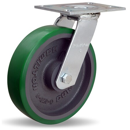 Hamilton General Service Swivel Caster, 8" x 2" Duralast Polyurethane (95A) on Cast Iron Wheels S-GS-8DB