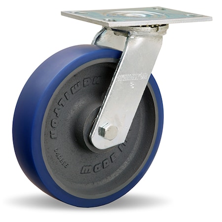 Hamilton General Service Swivel Caster, 8" x 2" Ergo-Glide Polyurethane (85A) on Cast Iron Wheels S-GS-8SPB