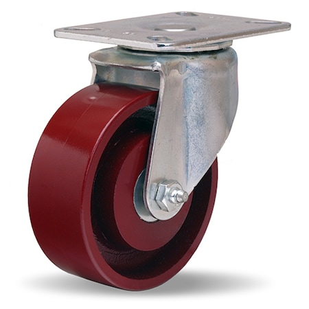 Hamilton Hi-Lo Swivel Caster, 4" x 1 1/2" Metal Wheel, 5/8" Straight Roller Bearing S-HL-4M
