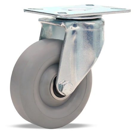 Hamilton Hi-Lo Swivel Caster, 4" x 1 3/8" Versa-Tech Gray Rubber (65A) on Polyolefin Wheel S-HL-4TE