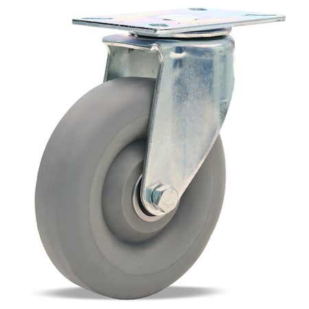 Hamilton Hi-Lo Swivel Caster, 5" x 1 3/8" Versa-Tech Gray Rubber (65A) on Polyolefin Wheel S-HL-5TE