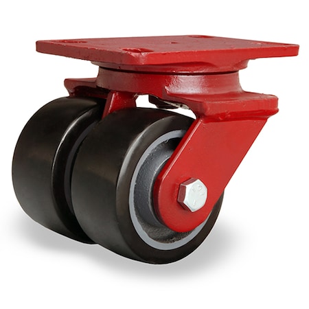 Hamilton Heavy Service Dual-Wheel Swivel Caster, 4" x 2" Duralast XC Polyurethane (70D) on Cast Iron Wheels S-HS2-4DB70