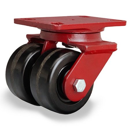 Hamilton Heavy Service Dual-Wheel Swivel Caster, 4" x 2" Plastex Phenolic Wheels, 3/4" Straight Roller Bearing S-HS2-4P