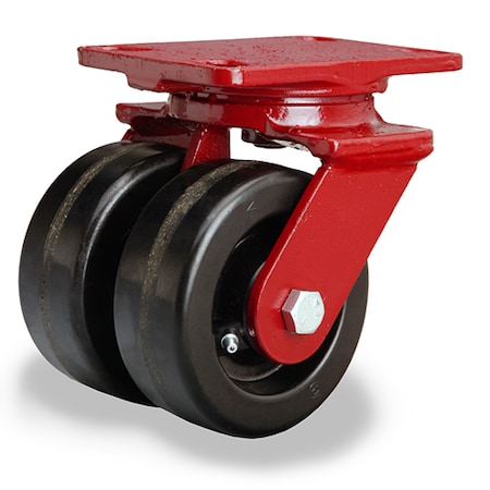 Hamilton Heavy Service Dual-Wheel Swivel Caster, 5" x 2" Plastex Phenolic Wheels, 3/4" Straight Roller Bearing S-HS2-5P