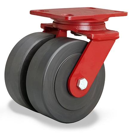 Hamilton Heavy Service Dual-Wheel Swivel Caster, 6" x 2" Nylast High Performance Cast Nylon Wheelss S-HS2-6NYB
