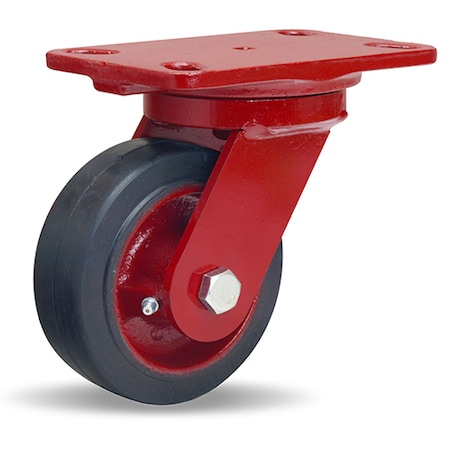 Hamilton Heavy Service Swivel Caster, 5" x 2" Moldon Rubber Tired Wheel (70A), 3/4" Straight Roller Bearing S-HS-5R