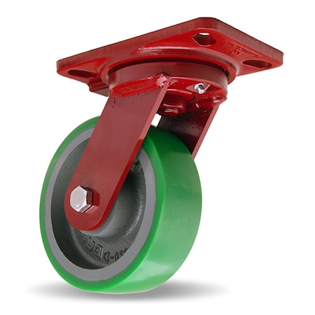 Hamilton Heavy Service Swivel Caster, 6" x 2" Duralast Polyurethane Wheels, 1/2" Precision Tapered Bearings S-HS-6DT